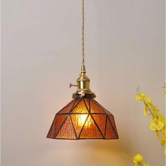 OEM L&aacute;mpara Colgante De Lat&oacute;n Y Cristal Color &Aacute;mbar Precioso Para Bar, Restaurante O Mesita De Noche - Estilo Elegante Y Lujoso - Ulisem