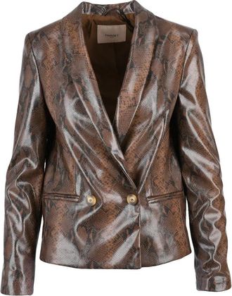 Twin-Set Faux Leather Jacket - Brown/Black