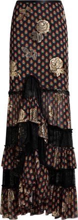 Etro Roses-pattern Lace Asymmetric Skirt