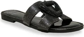 Chase + Chloe by Intouch Footwear Rhinestone Embellished Slide Sandal in Black Metallic at Nordstrom Rack, Size 5.5