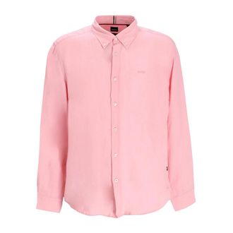 HUGO BOSS H Roan BD Shirt - Heren - Casual Overhemden - Roze - L - Linnen - Overhemden
