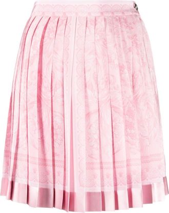Versace Barocco pleated miniskirt - women - Silk - 44 - Pink