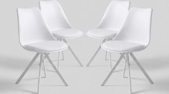 Oresteluchetta Juego De 4 Sillas Dise&ntilde;o Contempor&aacute;neo De Polipropileno Y Eco Cuero Smart Slim - Blanco