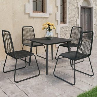 vidaXL 5 Pcs Dining Set Para Black Pvc Vime Garden