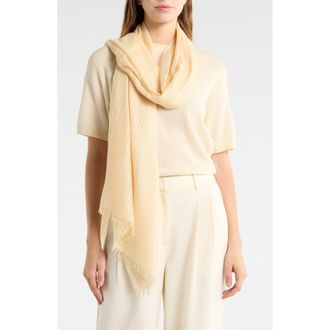 Nordstrom Striped Silk & Cashmere Scarf in Yellow Cornhusk at Nordstrom