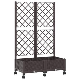 vidaXL Jardinera Con Enrejado Y Ruedas Marr&oacute;n 80 X 40 X 131,5 Cm Pp Vidaxl