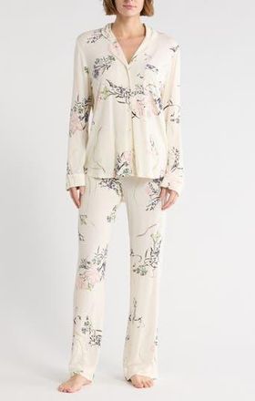 Nordstrom Rack Tranquility Long Sleeve Shirt & Pants Pajamas in Ivory- Pink Sprawling Floral at Nordstrom Rack, Size X-Small
