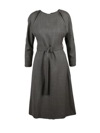 Maison Margiela Brown Wool Patchwork Midi Dress