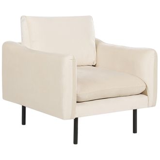 Beliani Beliani - Sill&oacute;n De Terciopelo Respaldo Acolchado Patas Negras Estilo Retro Moderno Beige Claro Vinterbro