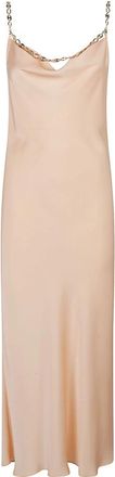 Paco Rabanne Chain-strap Midi Jurk - Dames - Maxi kleedjes - Roze - M - Polyester - Kleedjes