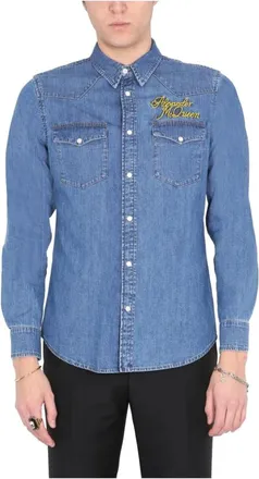 Alexander McQueen Hombre, Camisas, Azul, Talla: M