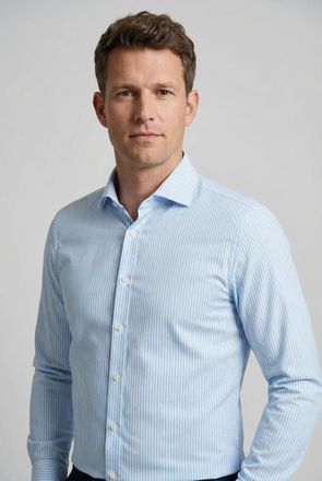 Olymp Langarmhemd OLYMP No 6 six, Herren, Gr. 39, N-Gr, blau (bleu), Web, Obermaterial: 100% Baumwolle, gestreift, sehr schmal, 2-Knopf-Manschette, Hemden L