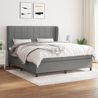 vidaXL Cama Box Spring Con Colch&oacute;n Tela Gris Oscuro 180x200 Cm Vidaxl