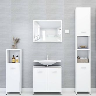 Berkfield Home 4 Piece Bathroom Furniture Set White Engineered Wood