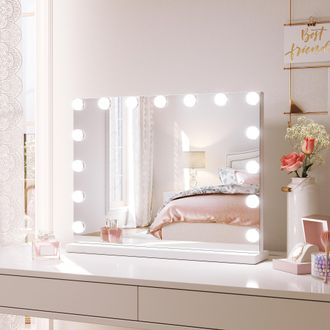Sonni Espejo Hollywood Con Iluminaci&oacute;n Espejo Maquillaje Con Luz 58x45.5x12cm Con 15 Piezas Bombillas Controles T&aacute;ctiles Led Iluminaci&oacute;n De Temperatura De 3