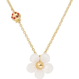 Kate Spade New York summer daze pav&eacute; crystal bug & flower pendant necklace in White. at Nordstrom