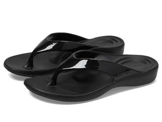Aetrex Maui Womens Sandals Black Gloss : 6 M (B), Synthetic