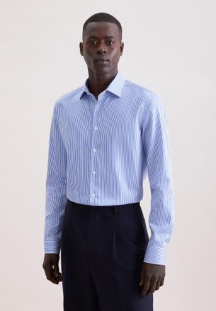 Seidensticker Businesshemd SEIDENSTICKER Schwarze Rose, Herren, Gr. XXL (45), normale &Auml;rmell&auml;ngen, mittelblau, 100% Baumwolle, gestreift, slim fit, 2-Knopf-Manschet