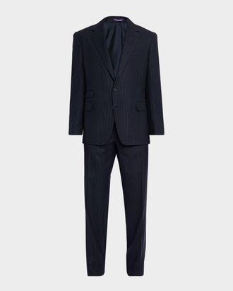 Ralph Lauren Mens Gregory Hand-Tailored Stripe Wool Suit