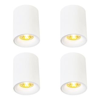 QAZQA Qazqa Set Di 4 Faretti Moderni Da Superficie Bianchi Gu10 50mm