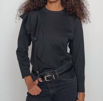 Nation Ltd Farrah Flounce Top In Jet Black