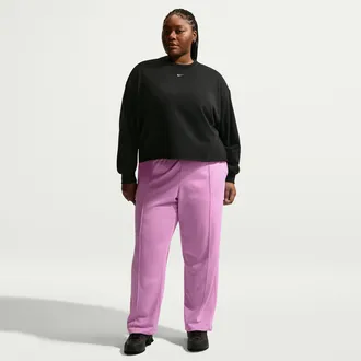 Nike Womens Nike Sportswear Chill Terry Mid-Rise French Terry Open Hem Pants (Plus Size) in Purple | IO6945-503