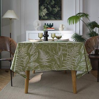 No Brand Mantel Estampado De 100 X 140 Cm Para Mesa De Comedor Cuadrada, Lavable A M&aacute;quina, Resistente, Rectangular, Para El Hogar, Restaurante, Banquetes, Hoj