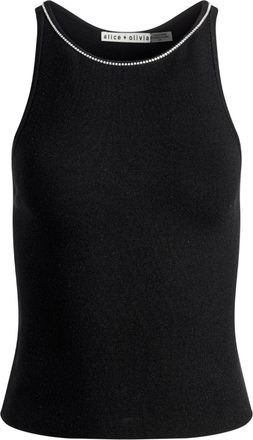 Alice & Olivia Allen rhinestone-embellished tank top - women - Viscose/Polyester/Nylon/Elastane - S - Black