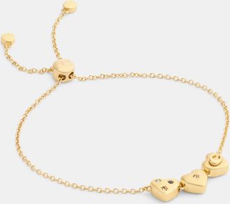 Coach Womens Heart Cluster Slider Bracelet - Gold - One Size