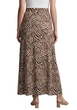 Jessica London Everyday Stretch Knit Maxi Skirt in Ivory Watercolor Zebra at Nordstrom, Size 12