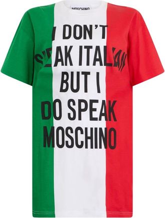 Moschino Katoenen T-shirt jurk - Dames - Korte kleedjes - Veelkleurig - 2XS - Katoen - Kleedjes