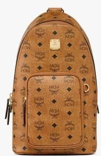MCM Small Aren Sling Bag in Visetos in Cognac at Nordstrom