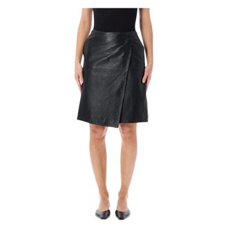 Loulou Studio Rokken, Dames, Zwart, S, Leer, Gora Midi Rok