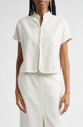 Emporio Armani Rhinestone Top in Off White at Nordstrom, Size 12 Us