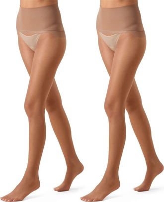 MeMoi Crystal 2-Pack Sheer Tights in Nude at Nordstrom, Size X-Large