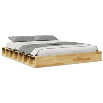 Berkfield Home Bed Frame without Mattress 135x190 cm Solid Wood Oak in Light Brown