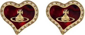 Vivienne Westwood Petra Heart Crystal-embellished Stud Earrings - Gold - One Size