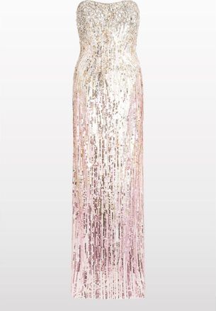 Jenny Packham Cesonia Embellished Strapless Maxi Dress in Sugar at Nordstrom, Size 10 Uk