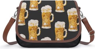 Generic Beer Mugs Crossbody Bag Womens Handbag PU Message Bags Shoulder Purse with Adjustable Strap