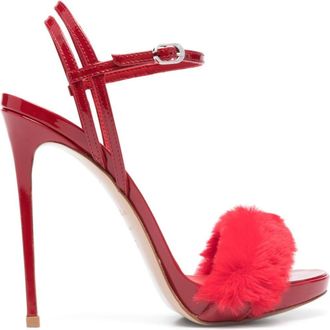 Le Silla Gwen 130mm leather sandals - women - Patent Leather/Nappa Leather/Calf Leather/Artificial Fur - 37 - Red