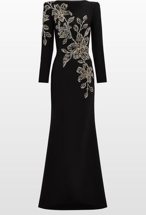 Jenny Packham Slipper Orchid Floral-Embellished Maxi Dress in Liquorice at Nordstrom, Size 16 Uk