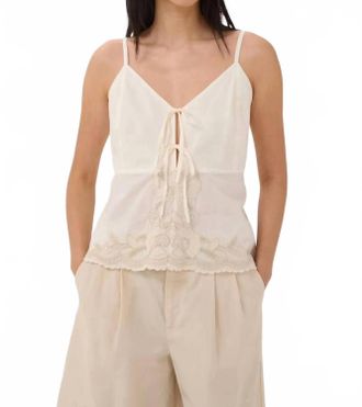 Part Two French Oak Embroidered Blouse In Whisper White