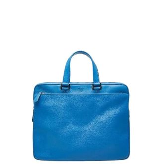 Fendi Pre-owned Handbags, male, Blue, Size: ONE SIZE Pre-owned Leather Briefcase