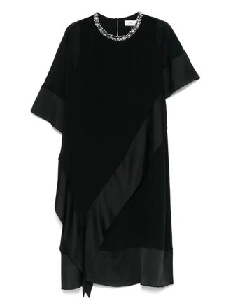 Nissa rhinestone-collar dress - women - Polyester/Viscose - 38 - Black