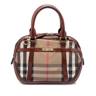 Burberry Pre-owned Burberry Small Leather Trimmed House Check Canvas Bridle Orchard Satchel Ladies MA25IU1Q4QWHSQ45