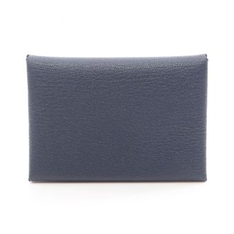Herm&egrave;s Blue Nuit Navy Chevre Leather Coin Purse/Coin Case (Pre-Owned)