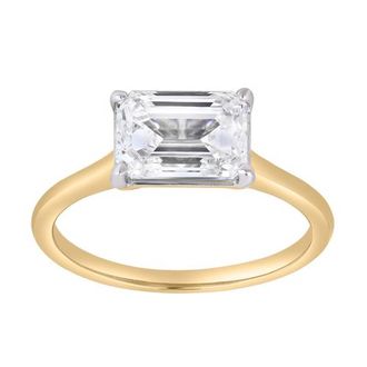 LuvMyJewelry Posy 2 Ct Emerald East West Lab Grown Diamond Ring in 14K Yellow Gold at Nordstrom, Size 7