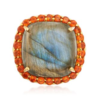 Ross-Simons Labradorite and Citrine Ring in 18kt Gold Over Sterling