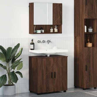 vidaXL vidaXL Set di mobili per il bagno con porta 2 pcs Rovere Marrone