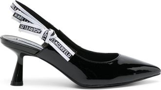 Karl Lagerfeld 75mm logo-strap leather pumps - women - Leather - 40 - Black